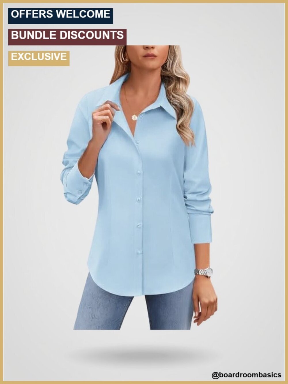 Wrinkle Free Button Down Shirt Long Sleeve Work Blouse Business Casual Office